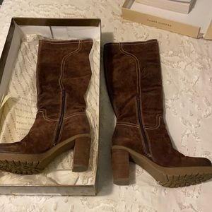 Franco sarto tall suede boots with chunky heel. Never worn